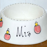 Personalised Ceramic Slanted Christmas Baubles Dog Bowls